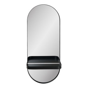 HOUSE NORDIC Olbia v&auml;ggspegel, med hyllplan - spegelglas och svart st�l (6025)