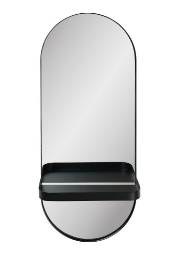 HOUSE NORDIC Olbia v&auml;ggspegel, med hyllplan - spegelglas och svart st�l (6025)
