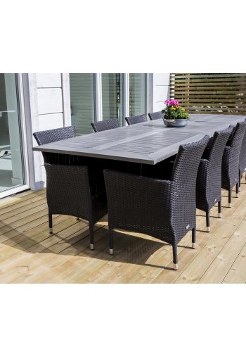 VENTURE DESIGN rektangulrt Albany hagebord med uttrekk - gr, sort aluminium