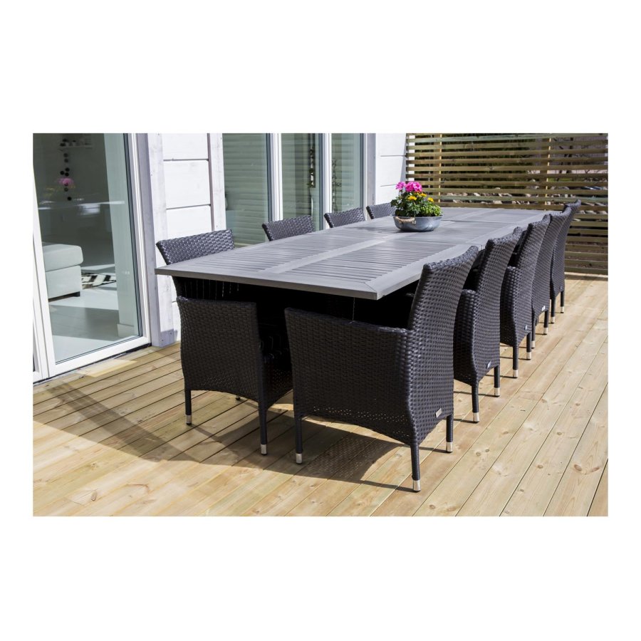 VENTURE DESIGN rektangulrt Albany hagebord med uttrekk - gr, sort aluminium