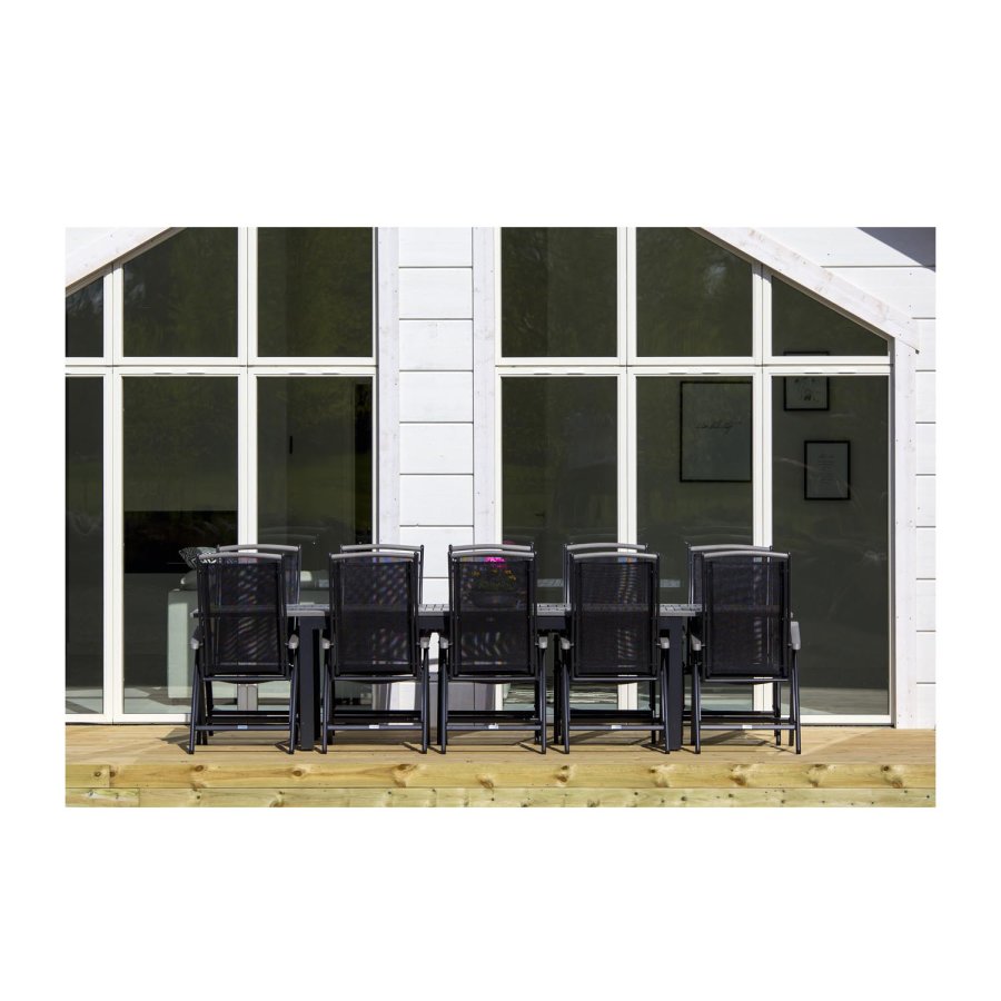 VENTURE DESIGN rektangulrt Albany hagebord med uttrekk - gr, sort aluminium