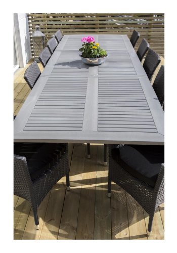 VENTURE DESIGN rektangulrt Albany hagebord med uttrekk - gr, sort aluminium