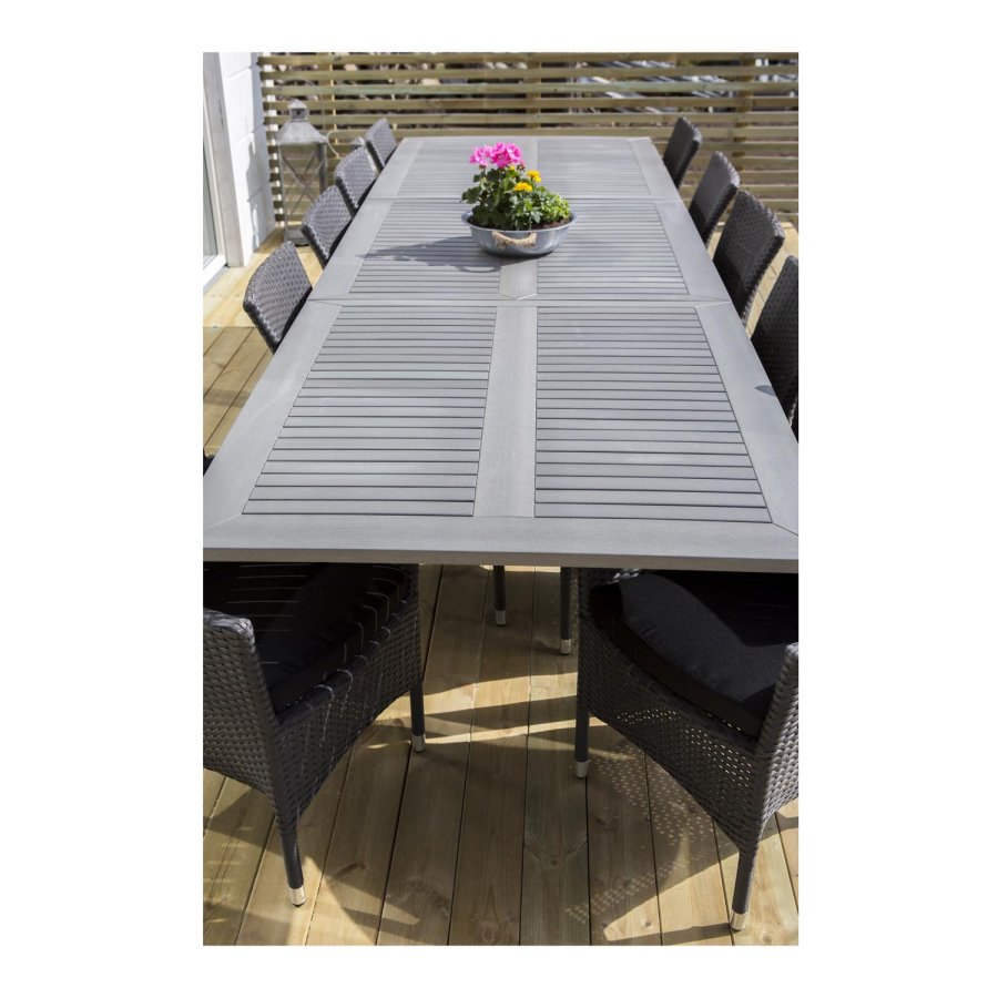 VENTURE DESIGN rektangulrt Albany hagebord med uttrekk - gr, sort aluminium