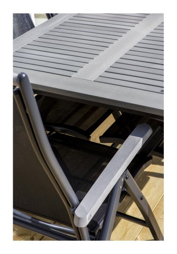 VENTURE DESIGN rektangulrt Albany hagebord med uttrekk - gr, sort aluminium