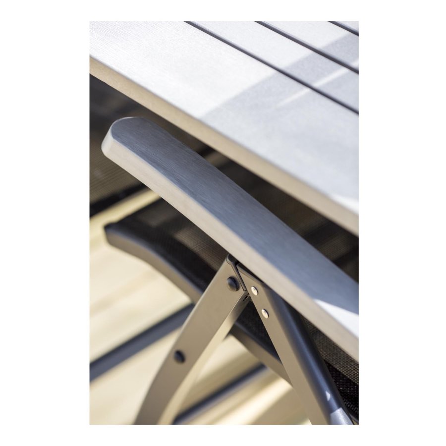 VENTURE DESIGN rektangulrt Albany hagebord med uttrekk - gr, sort aluminium