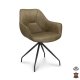 Anna spisebordstol, med armlener og svivel - vinter mosegrnt kunstskinn og sort metall