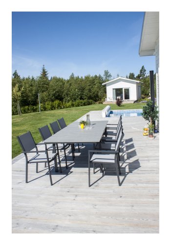 VENTURE DESIGN rektangulrt Levels hagebord med uttrekk - gr, sort aluminium