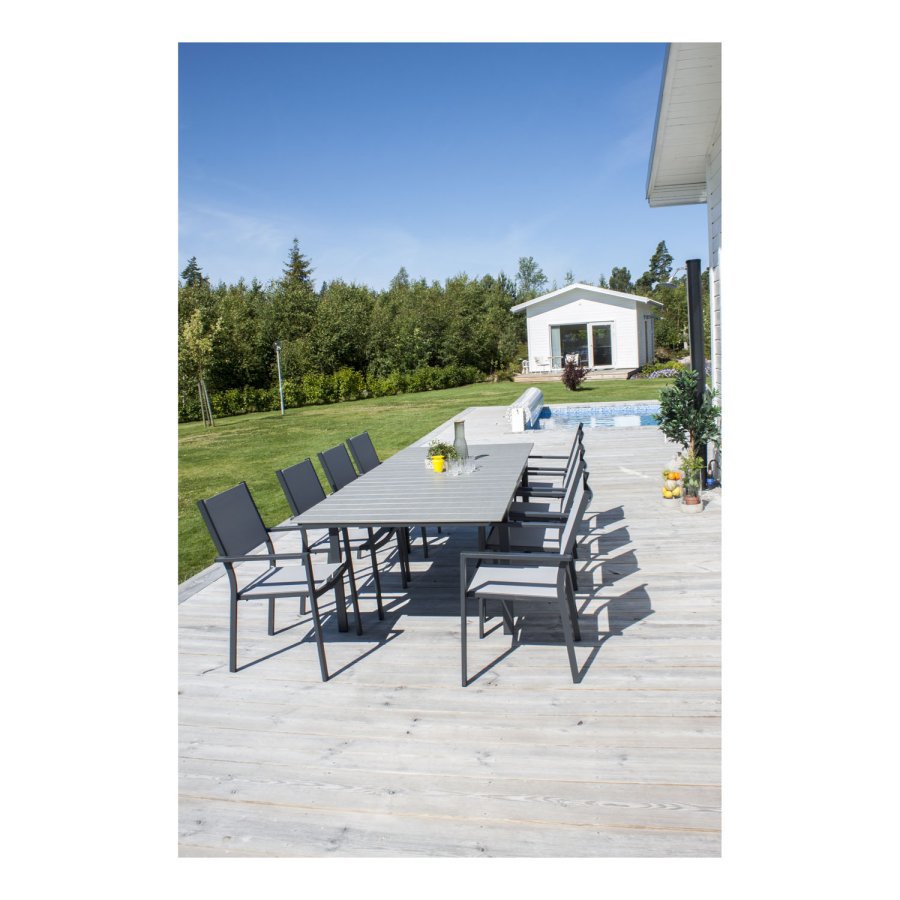 VENTURE DESIGN rektangulrt Levels hagebord med uttrekk - gr, sort aluminium