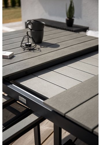VENTURE DESIGN rektangulrt Levels hagebord med uttrekk - gr, sort aluminium