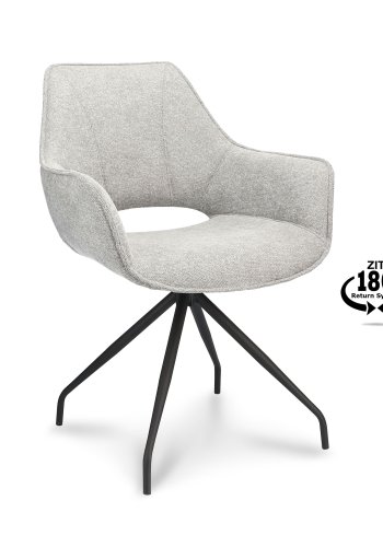 Sofia spisebordsstol, med armlener og svivel - sinkstoff og sort metall