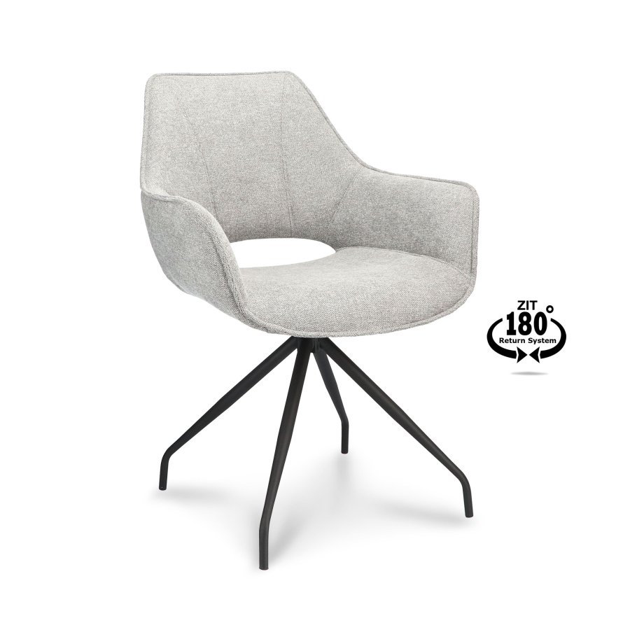 Sofia spisebordsstol, med armlener og svivel - sinkstoff og sort metall