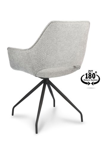 Sofia spisebordsstol, med armlener og svivel - sinkstoff og sort metall