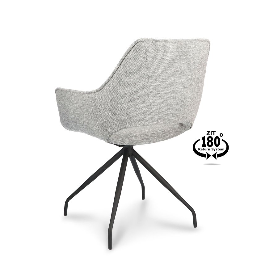 Sofia spisebordsstol, med armlener og svivel - sinkstoff og sort metall