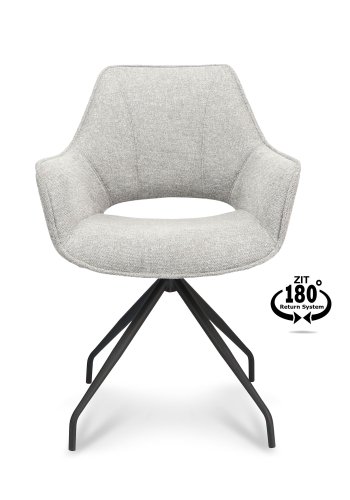 Sofia spisebordsstol, med armlener og svivel - sinkstoff og sort metall