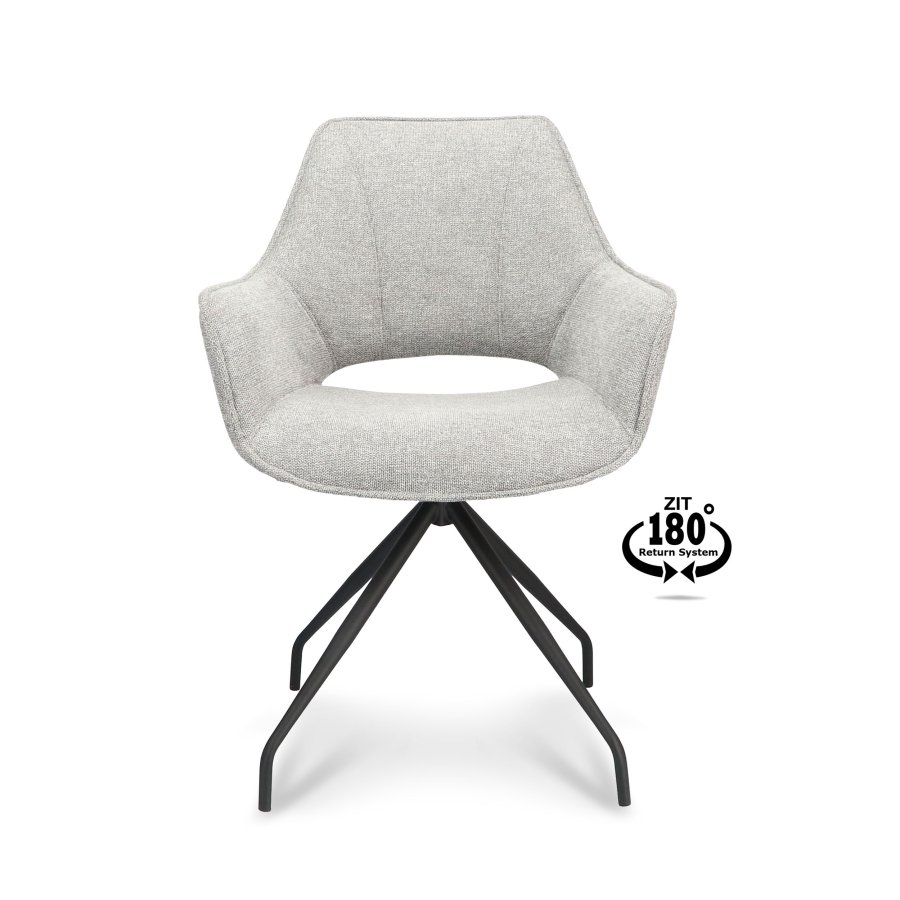 Sofia spisebordsstol, med armlener og svivel - sinkstoff og sort metall