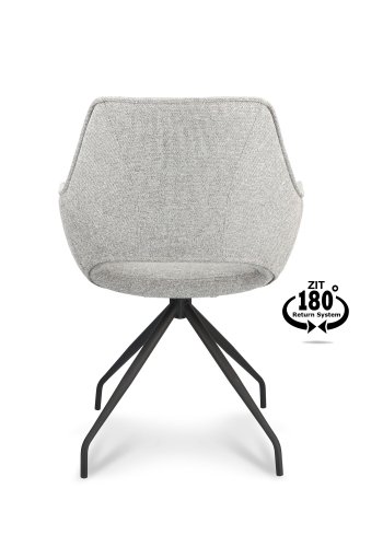 Sofia spisebordsstol, med armlener og svivel - sinkstoff og sort metall