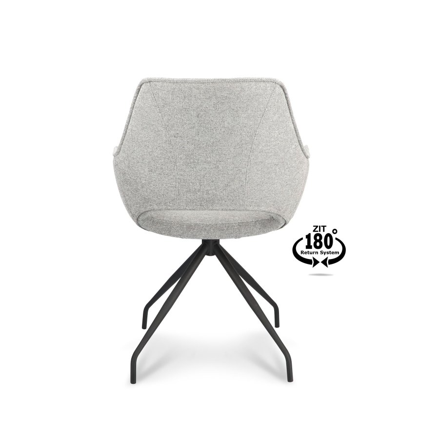 Sofia spisebordsstol, med armlener og svivel - sinkstoff og sort metall