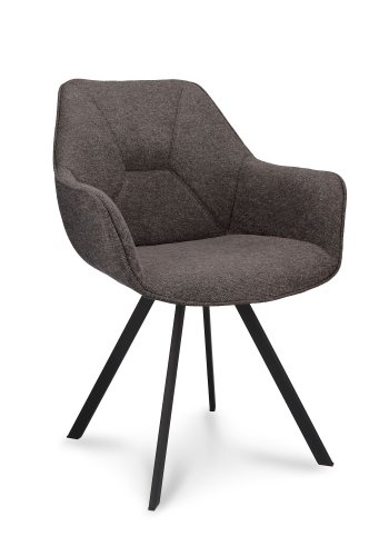 Esther spisebordsstol, med armlener - antrasittgr stoff og sort metall