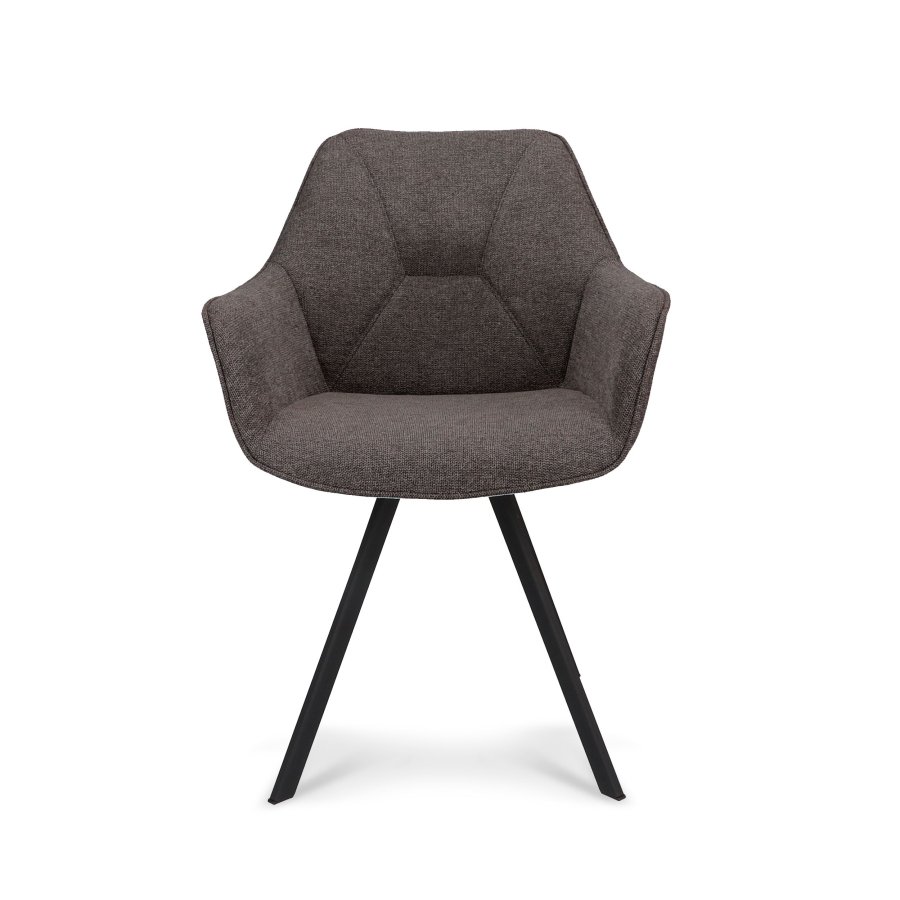 Esther spisebordsstol, med armlener - antrasittgr stoff og sort metall
