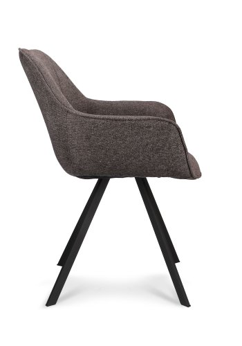 Esther spisebordsstol, med armlener - antrasittgr stoff og sort metall