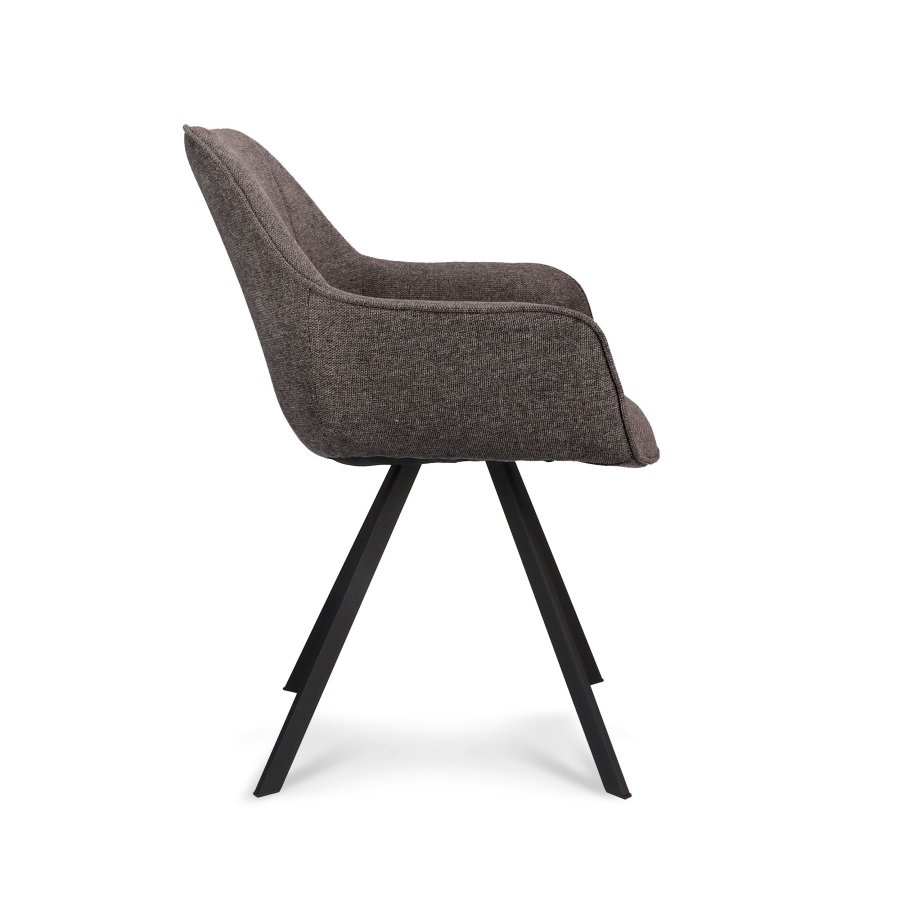 Esther spisebordsstol, med armlener - antrasittgr stoff og sort metall