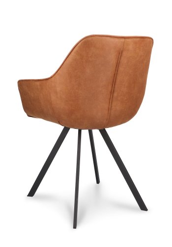 Esther spisebordsstol, med armlener - camel mikroskinn og sort metall