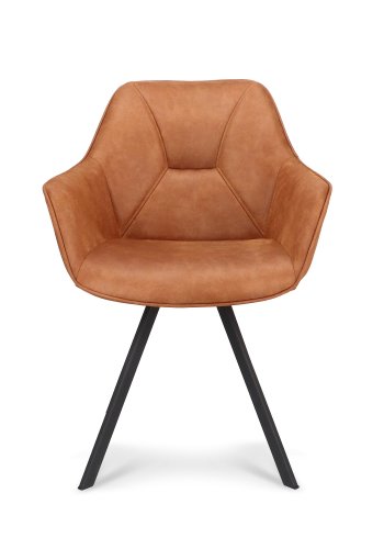 Esther spisebordsstol, med armlener - camel mikroskinn og sort metall