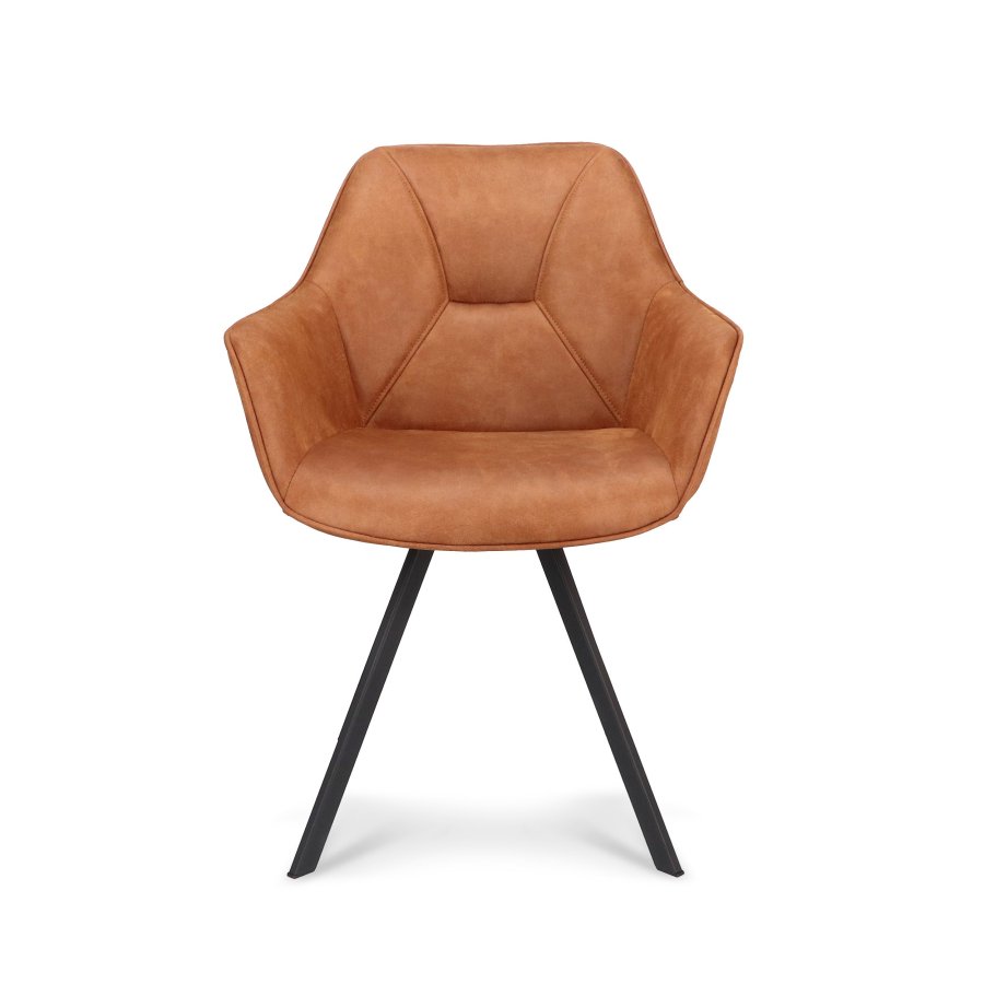 Esther spisebordsstol, med armlener - camel mikroskinn og sort metall
