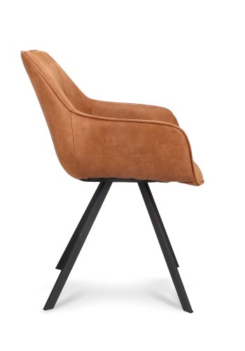 Esther spisebordsstol, med armlener - camel mikroskinn og sort metall