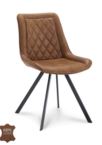 Julie spisebordstol - kamel kunstskinn og sort metall