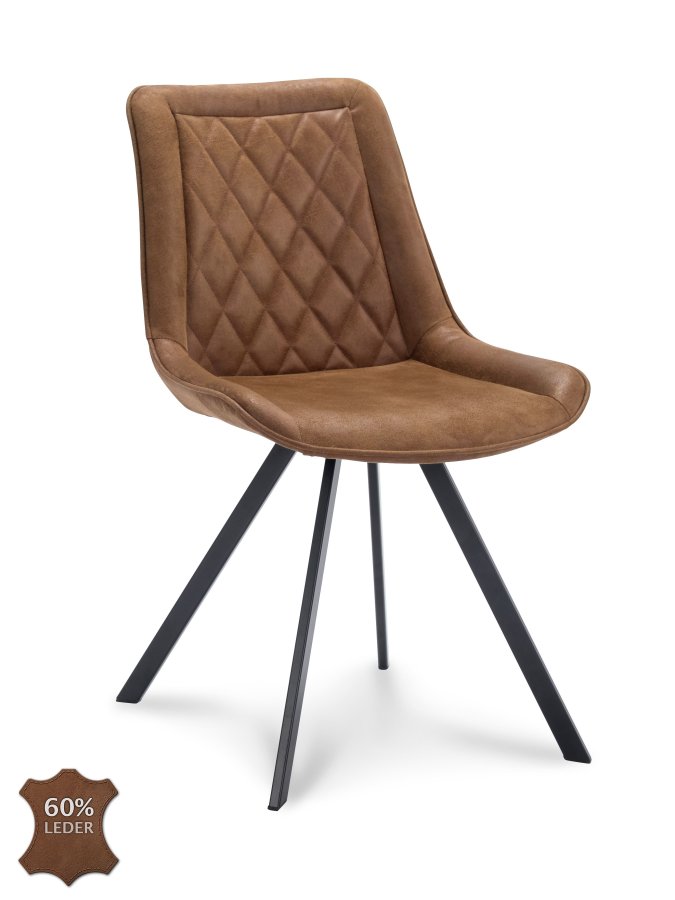 Julie spisebordstol - kamel kunstskinn og sort metall