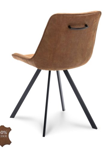 Julie spisebordstol - kamel kunstskinn og sort metall