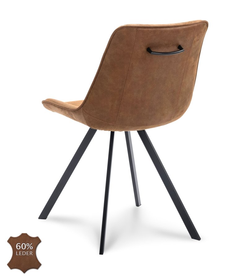 Julie spisebordstol - kamel kunstskinn og sort metall