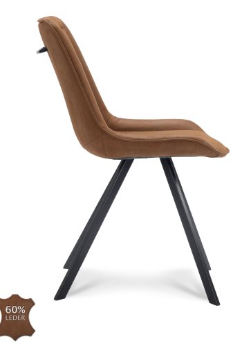Julie spisebordstol - kamel kunstskinn og sort metall