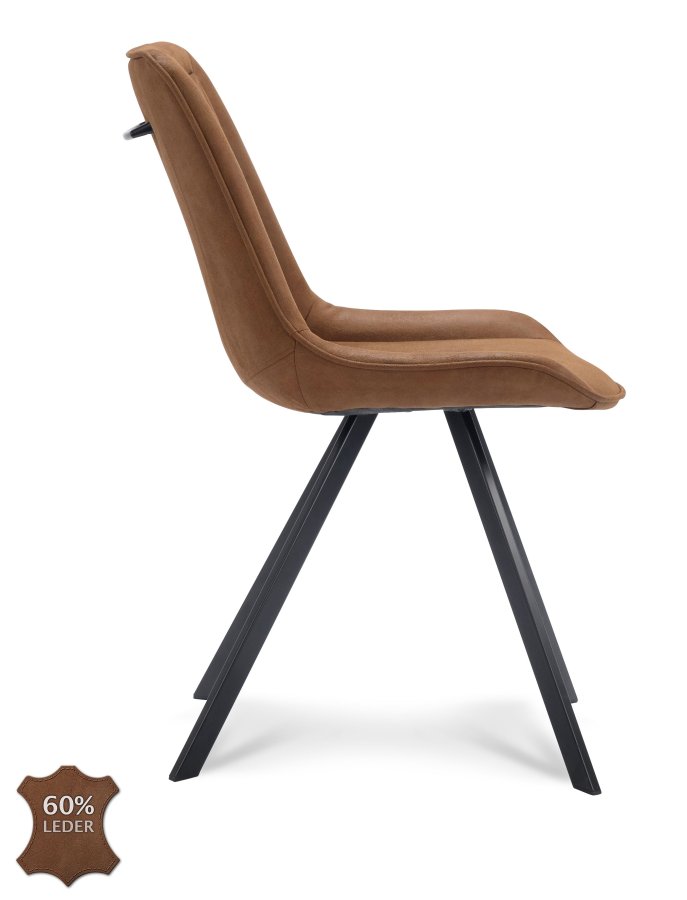 Julie spisebordstol - kamel kunstskinn og sort metall