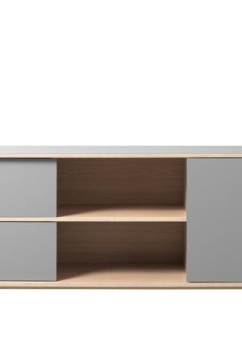 UNIQUE FURNITURE Bilbao sk�nk, m. 3 l�ger og 2 hylder - gr� HPL og hvidpigmenteret egefin&eacute;r (B:180)