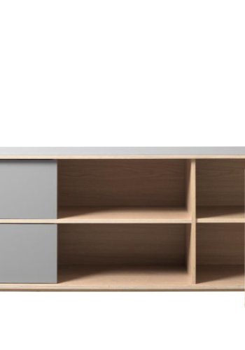 UNIQUE FURNITURE Bilbao sk�nk, m. 3 l�ger og 2 hylder - gr� HPL og hvidpigmenteret egefin&eacute;r (B:180)