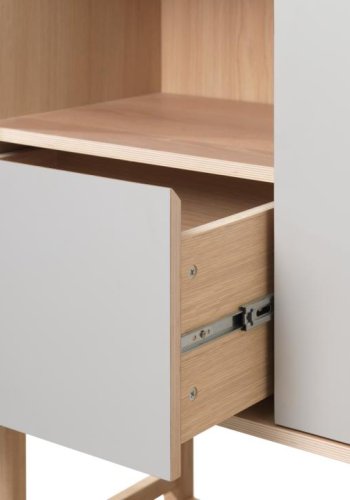 UNIQUE FURNITURE Bilbao skab, m. 1 l�ge og 1 skuffe - gr� HPL og hvidpigmenteret egefin&eacute;r (H:150)