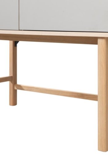 UNIQUE FURNITURE Bilbao skab, m. 1 l�ge og 1 skuffe - gr� HPL og hvidpigmenteret egefin&eacute;r (H:150)