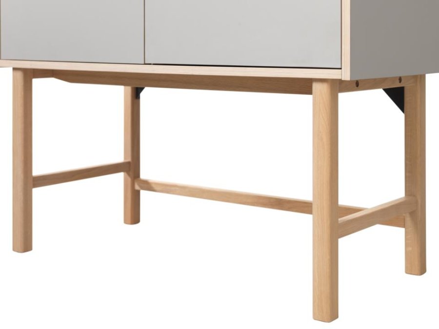 UNIQUE FURNITURE Bilbao skab, m. 1 l�ge og 1 skuffe - gr� HPL og hvidpigmenteret egefin&eacute;r (H:150)