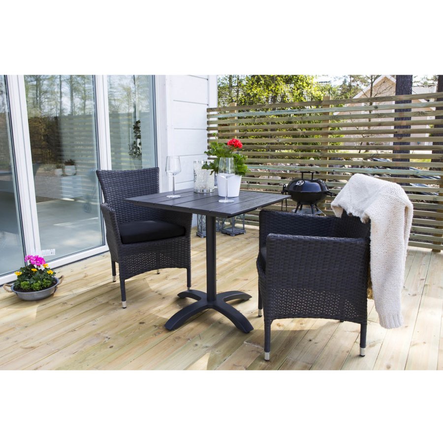 VENTURE DESIGN Colorado hagebord - svart i tre og aluminium (70x70)