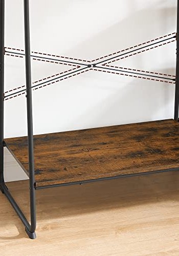 VASAGLE klesstativ, m. 6 S-kroker og 5 hyller - rustikk brun sponplate og sort stl