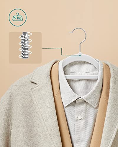 SONGMICS kleshenger, sklisikker, 360° svingbare kroker - hvit flyel (sett med 50 stk)