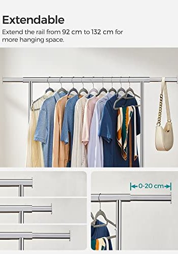 SONGMICS klesstativ, med uttrekkbar hengestang, hjul - slv stl