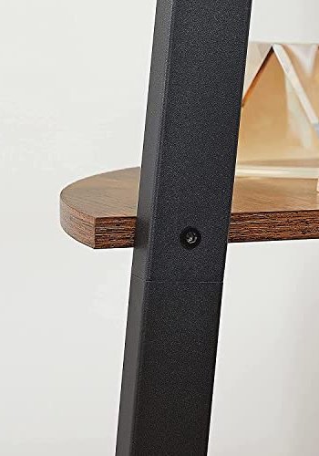 VASAGLE hjrne bokhylle, m. 4 hyller - rustikk brun sponplate og sort stl