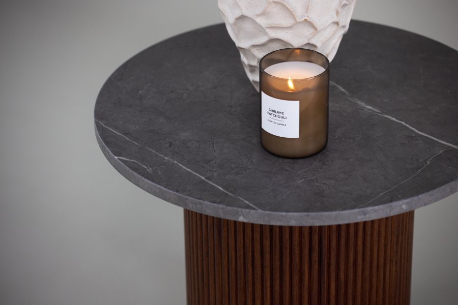 VIND COLLECTION Härön sidebord, rundt - gr MDF og valnttfarget ask (52)