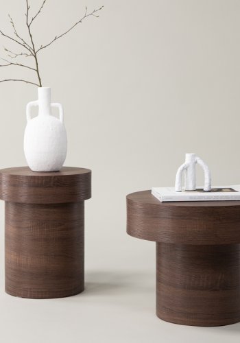 VIND COLLECTION Malung sidebord, rundt - mrkebrunt papirlaminat (50)