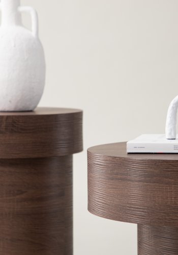 VIND COLLECTION Malung sidebord, rundt - mrkebrunt papirlaminat (50)