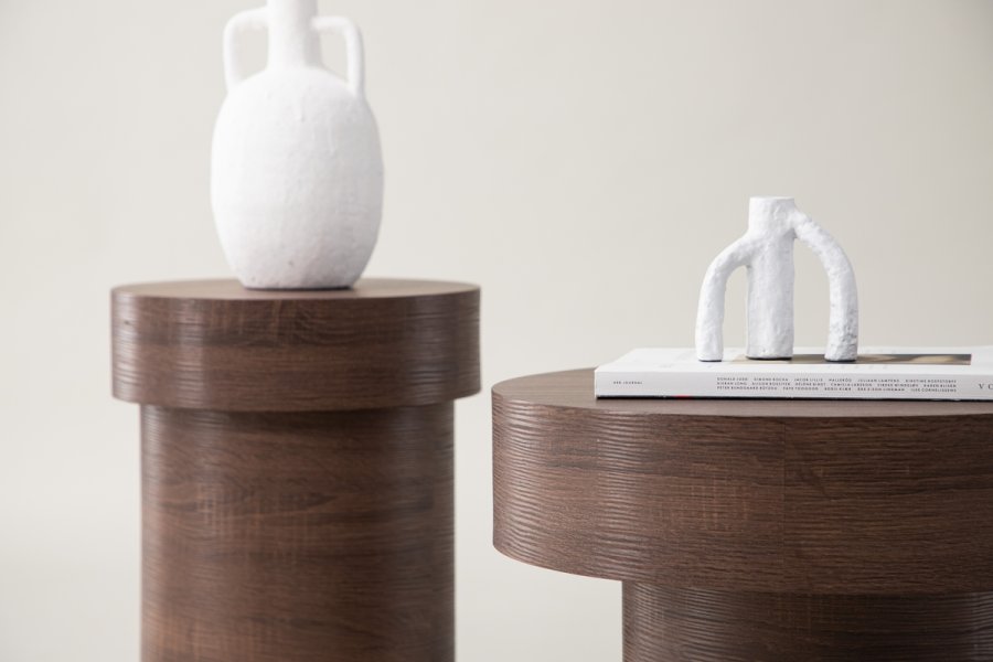 VIND COLLECTION Malung sidebord, rundt - mrkebrunt papirlaminat (50)