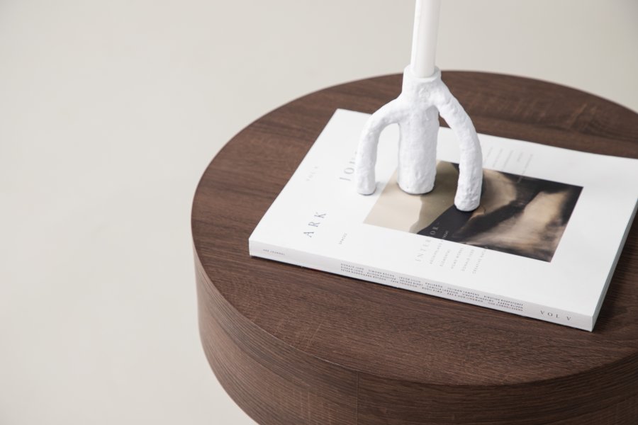 VIND COLLECTION Malung sidebord, rundt - mrkebrunt papirlaminat (50)